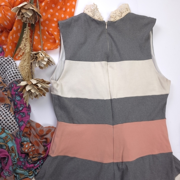 Altar'd State Striped Gray and Pink Dress Sz L - Picture 8 of 9